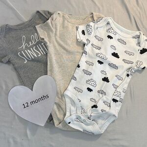 Cloud Island Gray and White Baby Bodysuits Set